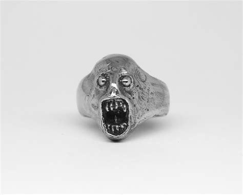 Scary Face Silver Ring Evil Demon Sterling Silver Ring Etsy