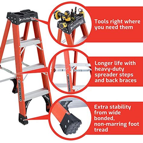 Louisville Ladder 4 Foot Fiberglass Step Ladder 375 Pound Capacity