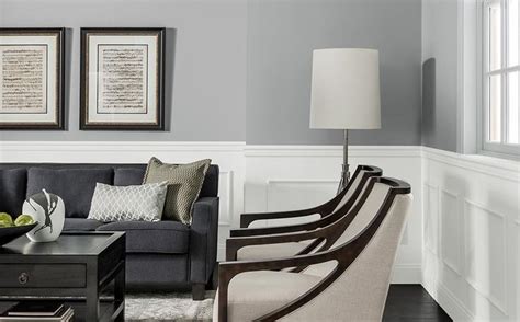 I just spotted the perfect colors! Glidden® Granite Grey - upstairs family room, hallways ...