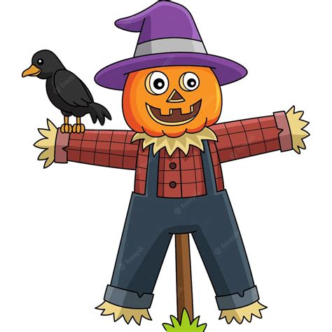 Premium Vector Scarecrow Halloween Cartoon Colored Clipart