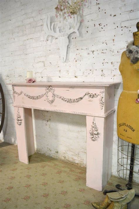 Painted Cottage Chic Shabby Pink Fireplace Mantle Etsy Faux