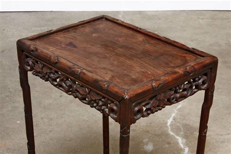 19th Century Chinese Rosewood Carved Tea Table At 1stdibs