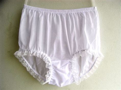 Sissy White Granny Briefs Sheer Nylon Tiny Lace Panties Pinup Knicker