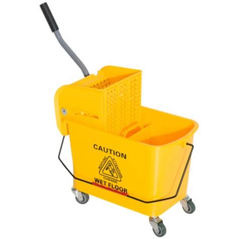 5 Gallon Mini Press Mop Bucket With Wringer 20l Rolling Cart Yellow 1