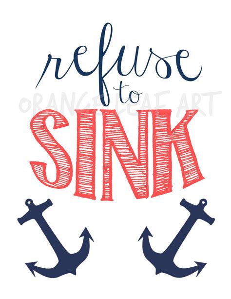 Refuse To Sink With Anchors Printable Artwork Nautical Theme Etsy