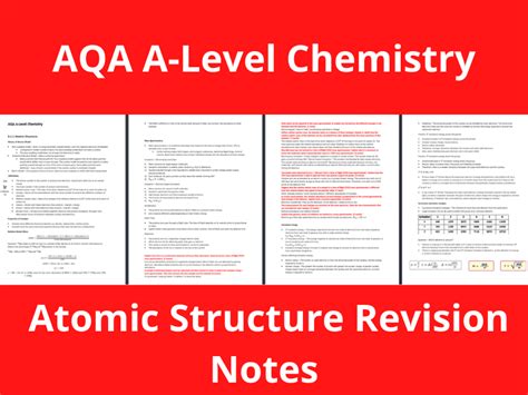 Atomic Structure Revision Notes Aqa A Level Chemistry Teaching Resources