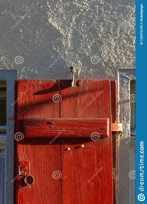 Framework Facade With Red Window Shutters Stock Image Image Of