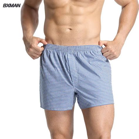 Bxman Male Boxer Shorts Plaid Woven Cotton Men Underwear Boxers High Quality Sexy Men Boxer