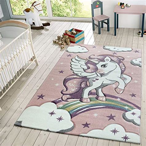 Unicorn And Stars Rug With Clouds Pink Size 120 X 170 Cm All