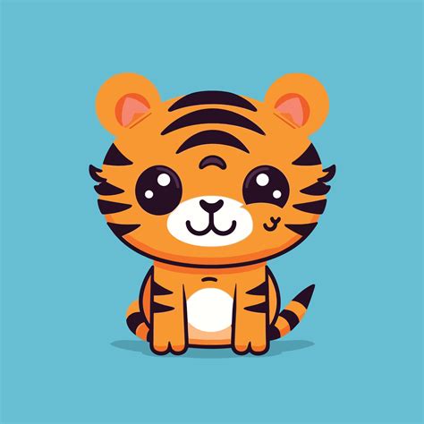 Cute Kawaii Tiger Chibi Mascot Vector Cartoon Style Vector Art