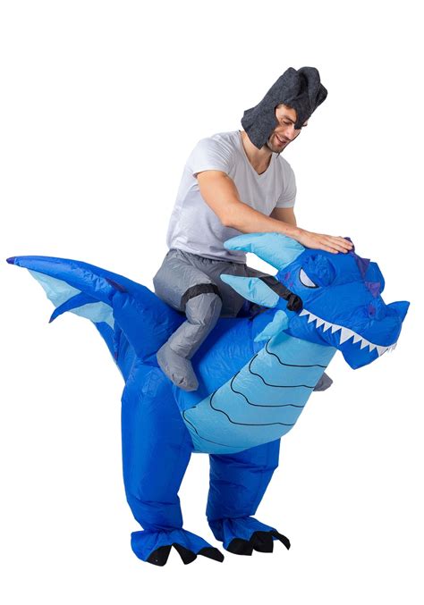Inflatable Blue Dragon Ride On Adult Costume