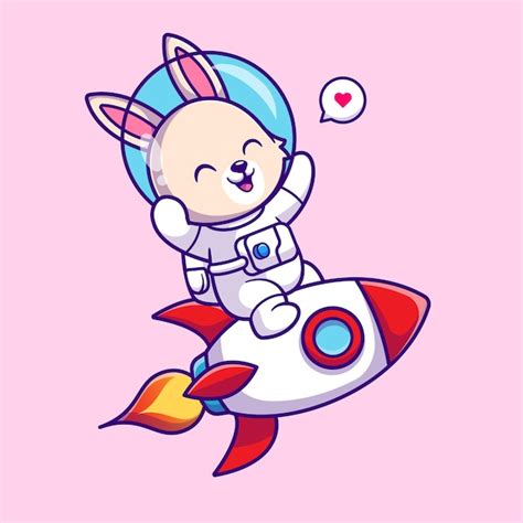 Free Vector Cute Rabbit Astronaut Riding Rocket Cartoon Vector Icon