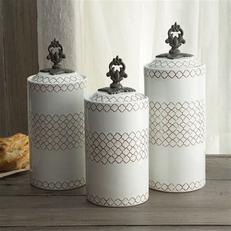 American Atelier White Canisters Set Of 3 Ceramic Canister Set