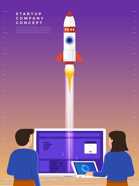 Premium Vector Businessman Launches Rocket Into The Sky Employee