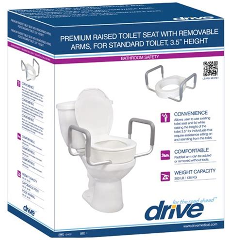 Elongated Seat Riser Arm Drive Raised Toilet Seat