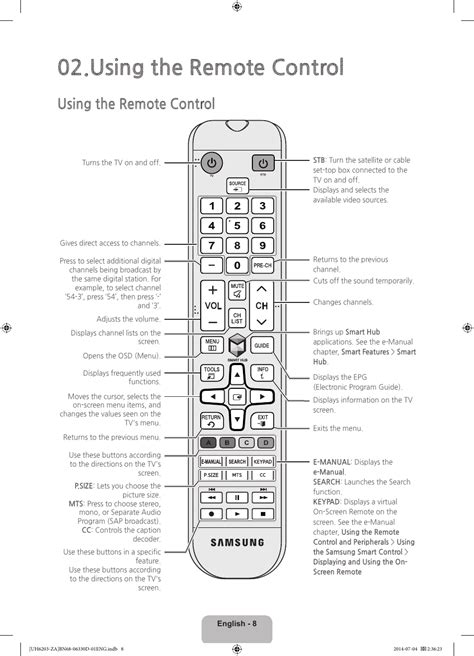 Using the remote control | Samsung UN40H5201AFXZA User Manual | Page 8 / 32