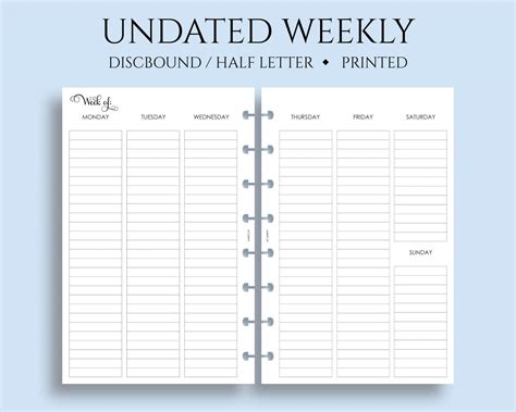 Undated Vertical Weekly Layout Lined Columns Pt Paper