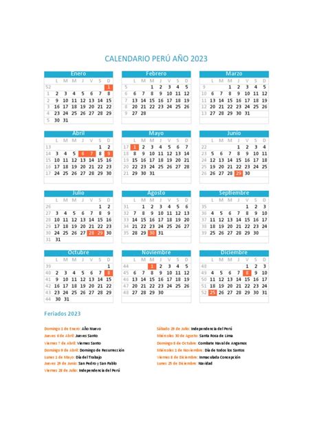 Calendario Peru 2023 Pdf