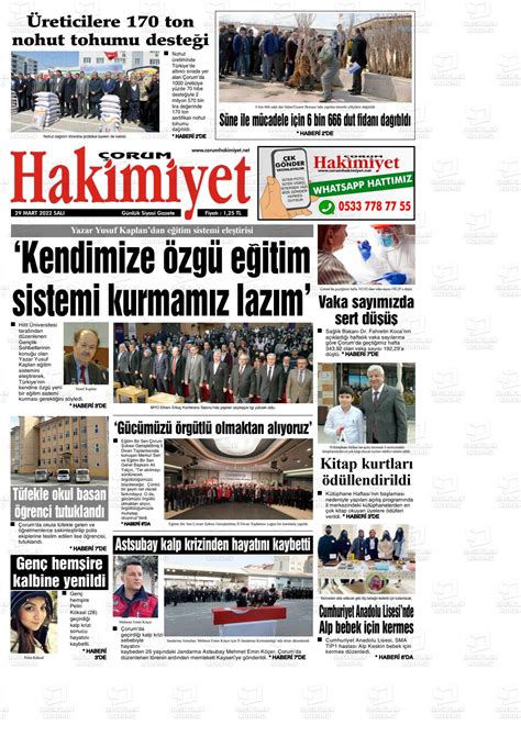 Mart Tarihli Orum Hakimiyet Gazete Man Etleri