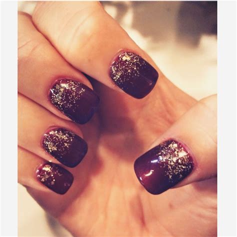Ombre Gold And Wine Maroon Nails Perfect For The Holidays Nails