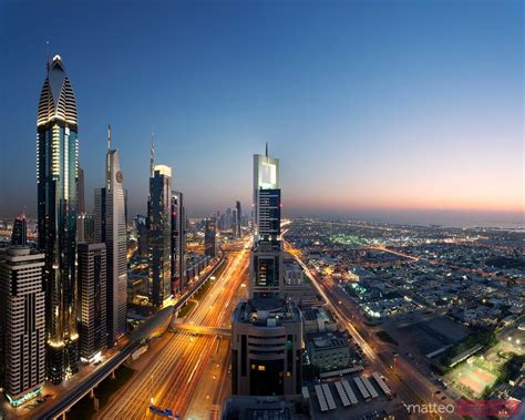 Dubai Skyline At Dusk United Arab Emirates Royalty Free Images And