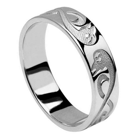 Le Cheile Celtic White Gold Wedding Band Celtic Wedding Rings Rings