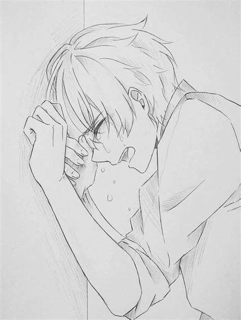 Sad Anime Boy Crying Sketch