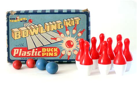 Bowling Kit With Plastic Duck Pins De Luxe Game Corp Tabletop Bowling