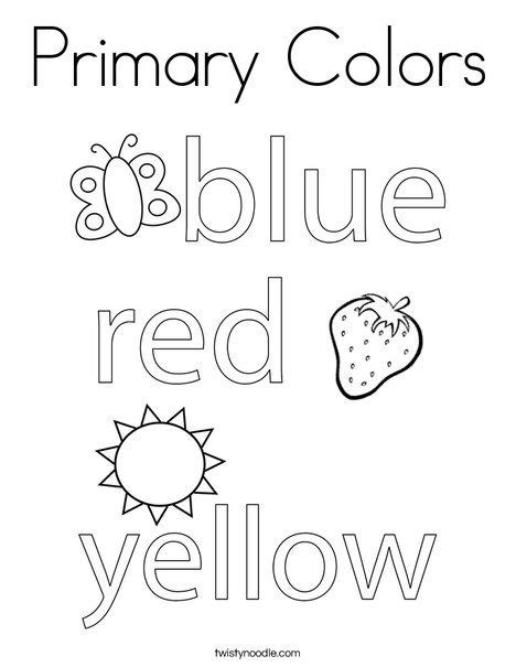 Primary Colors Coloring Page Twisty Noodle Color Worksheets For