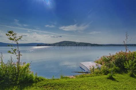 Summer Landscape On The Shore Of A Mountain Lake Stock Image Image Of