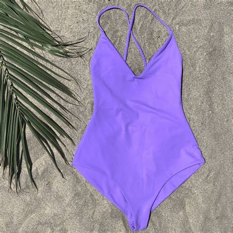 One Piece Swimsuit Amethyst Purple Full Coverage Swimwear Etsy