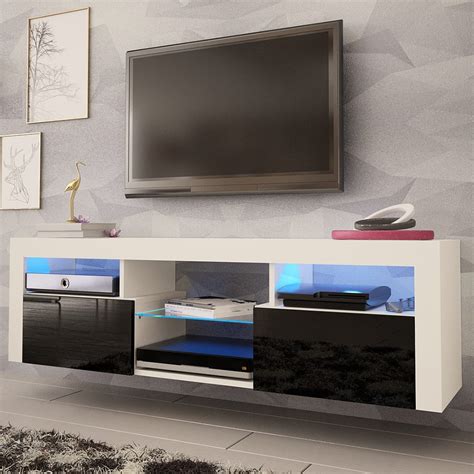 Bari White Black Wall Mounted Floating Modern Tv Stand By Meble Furniture