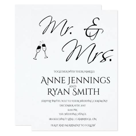 Mr And Mrs Simple Wedding Invitation Card Simple Wedding