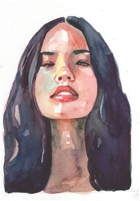 Original Watercolor Portrait Painting Colorful Portrait Wall Etsy