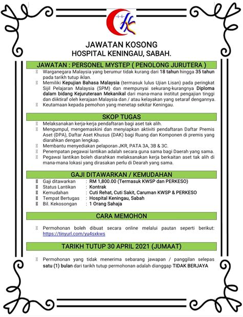 See more of iklan kerja kosong 2018 on facebook. Iklan Jawatan Hospital Keningau • Portal Kerja Kosong Graduan