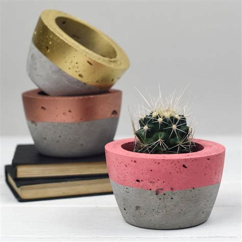 colour block concrete planter by bells and whistles make