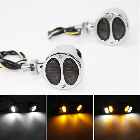 Motorcycle 3 In 1 Led Turn Signals W Brake Tail Light Blinkers Pazoma