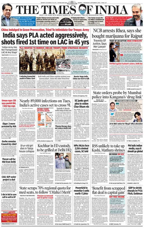 The Times Of India Mumbai September 09 2020 Newspaper