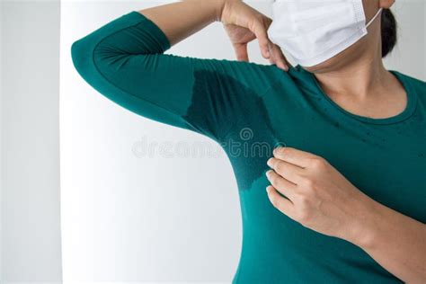 Woman With Hyperhidrosis Sweating Armpit Wet Stock Image Image Of