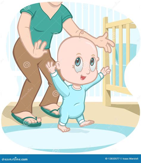 Baby Learns To Walk Vector Cartoon Stock Vector Image 12833577