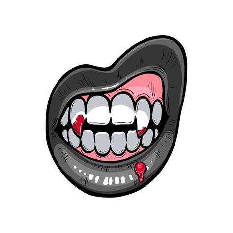 Ilustração de lábios de vampiro com sangue boca sexy de halloween sangrenta Vetor Premium