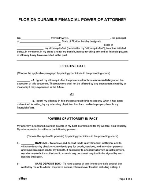 Free Florida Power Of Attorney Forms Pdf