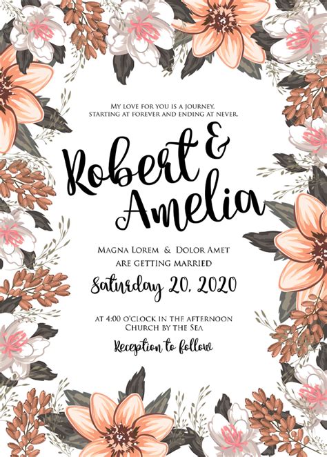 Download Flower Wedding Invitations Vector Design Invitation Floral