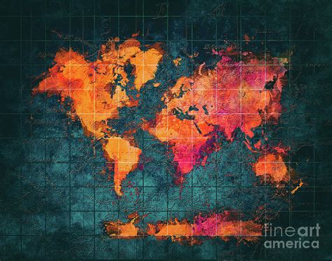 World Map Art Series Digital Art By Justyna Jaszke Jbjart Fine Art