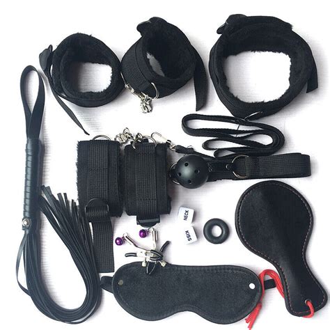 10pcs adult sexy bdsm bondage set kit hand cuffs foot cuff whip rope sex sm toys ebay