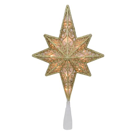 Northlight 10 Lighted Frosted Clear And Gold Scroll Star Of Bethlehem