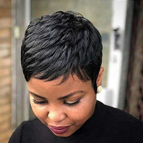 Short Black Pixie Cuts Hair Wigs African American Short