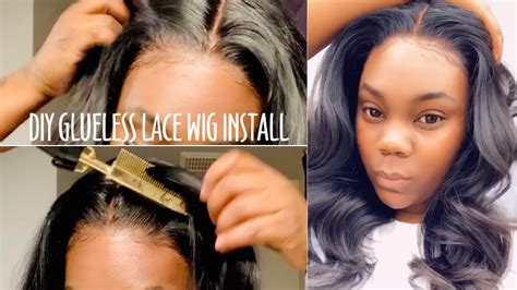 diy glueless lace wig install no molded bald cap ft ali grace hair youtube