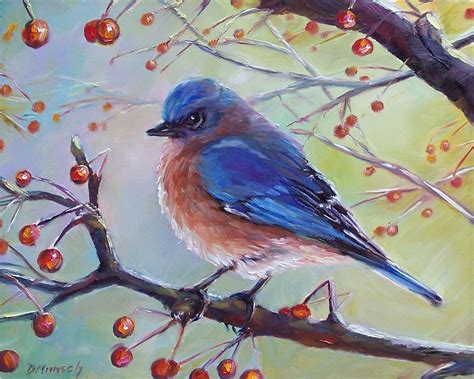 Donna Munsch Fine Art Original Oil Painting Blue Bird