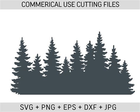 Forest Svg Pine Tree Pine Tree Border Svg Tree Line Svg Etsy Tree